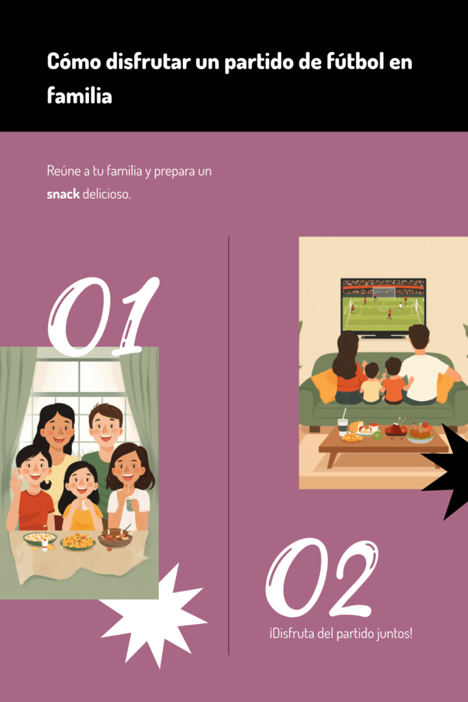 Ilustración de familia mirando un partido del Mundial con snacks